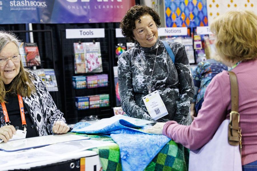 A notions and haberdashery booth at the show